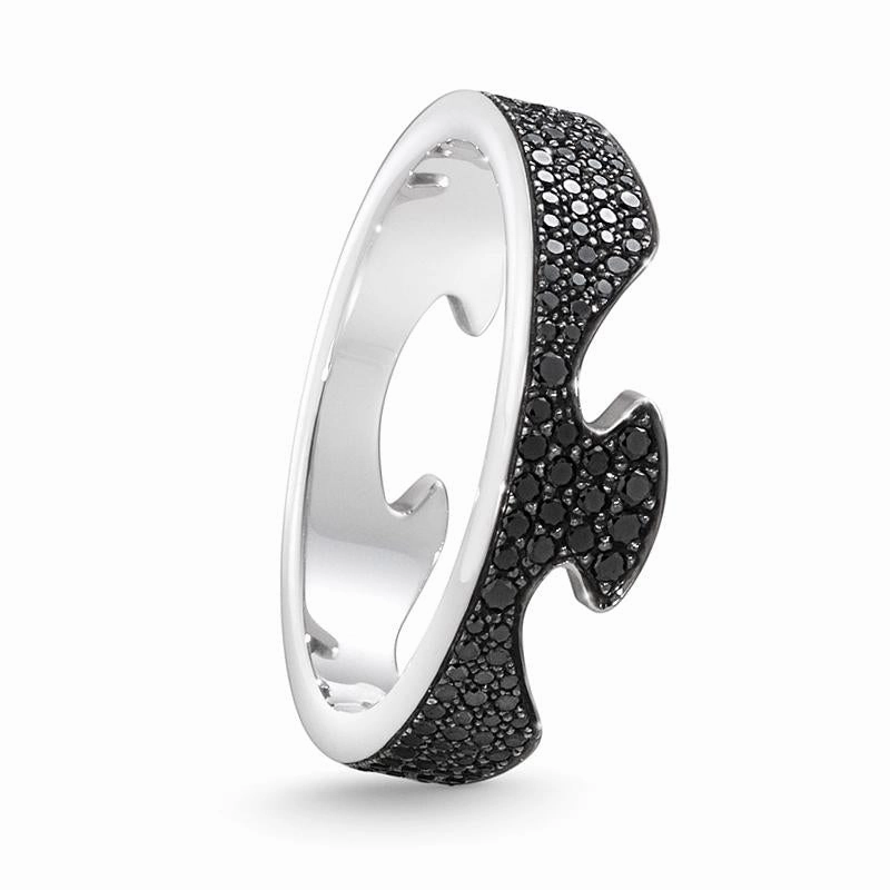 Georg Jensen Fusion 18ct White Gold Black Diamond End Ring D