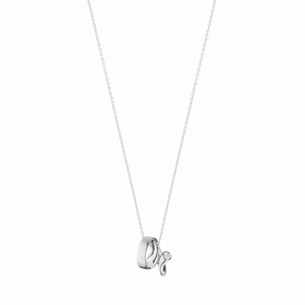 Georg Jensen Magic 18ct White Gold 0.06ct Diamond Charm Necklace D