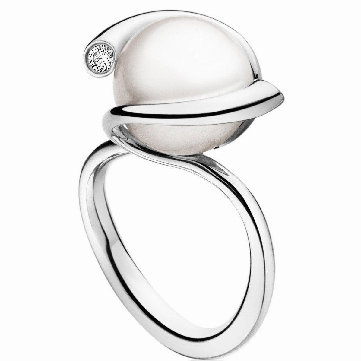 Georg Jensen Magic White Gold Pearl And Diamond Ring D