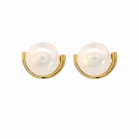 Georgini - Crescents Nine - 2 - Five Pearl Crescent Earrings Gold
