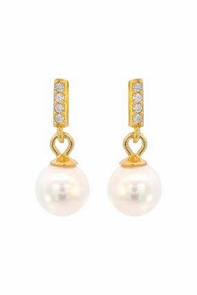 Georgini - Effortless Glow Bar Dangle Pearl Earrings Gold