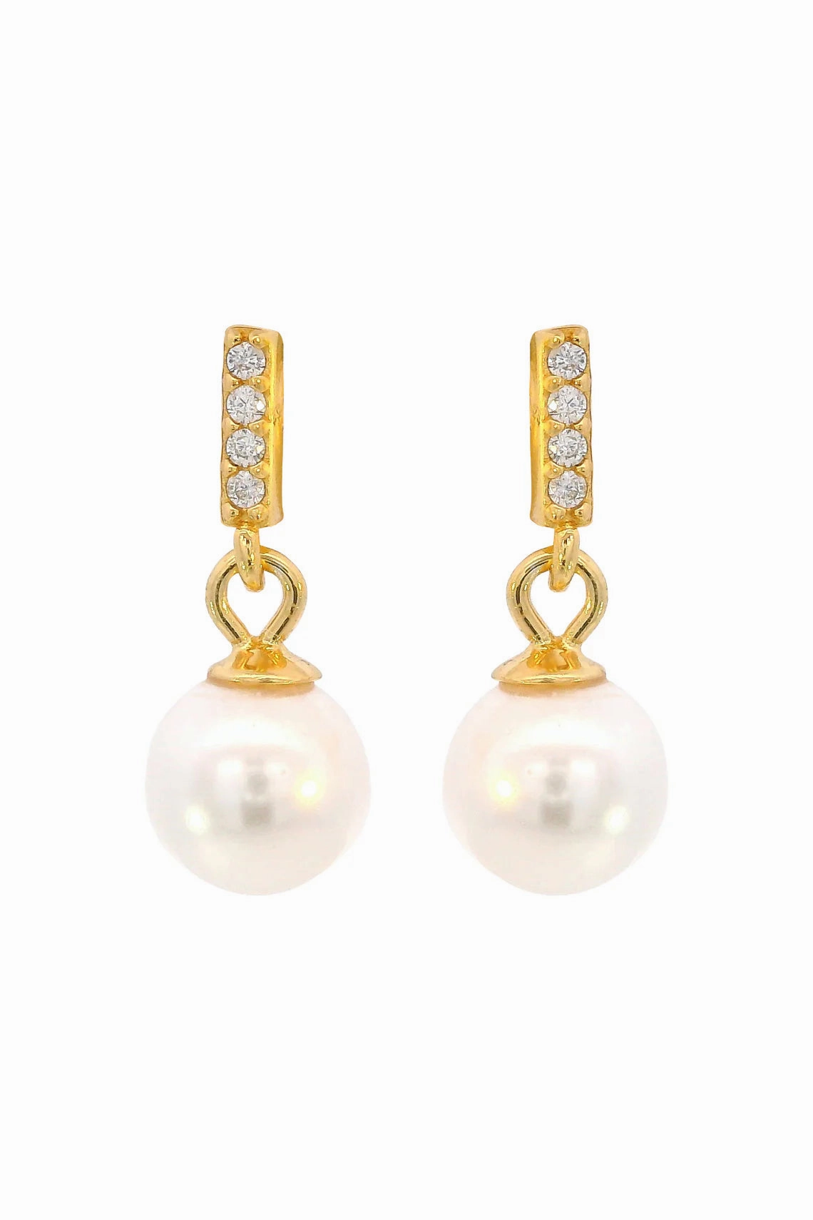 Georgini - Effortless Glow Bar Dangle Pearl Earrings Gold