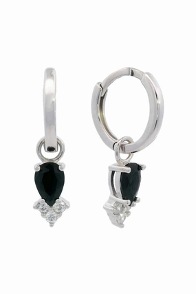 Georgini - Midnight Velvet Asteria Hoop Earrings Black & SIlver