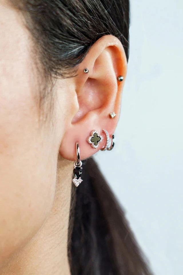Georgini - Midnight Velvet Asteria Hoop Earrings Black & SIlver
