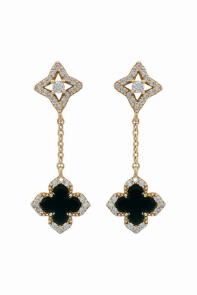 Georgini - Midnight Velvet Black Agate Fairwater Drop Earrings Gold