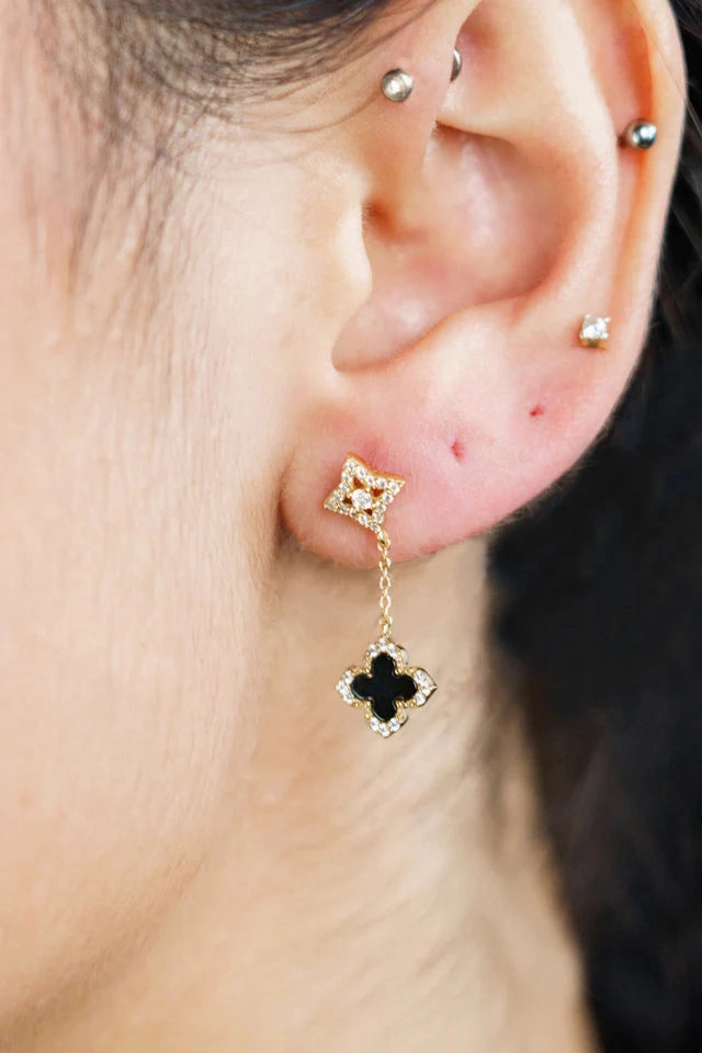 Georgini - Midnight Velvet Black Agate Fairwater Drop Earrings Gold