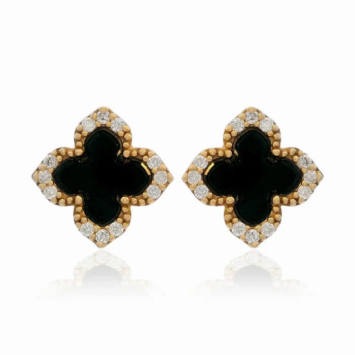 Georgini - Midnight Velvet Black Agate Fairwater Stud Earrings Gold