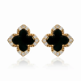 Georgini - Midnight Velvet Black Agate Fairwater Stud Earrings Gold