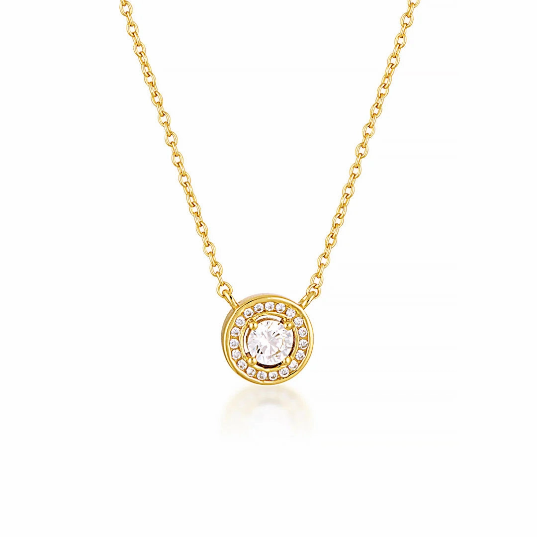 Georgini - Milestone Gold Tone Cubic Zirconia Halo Pendant