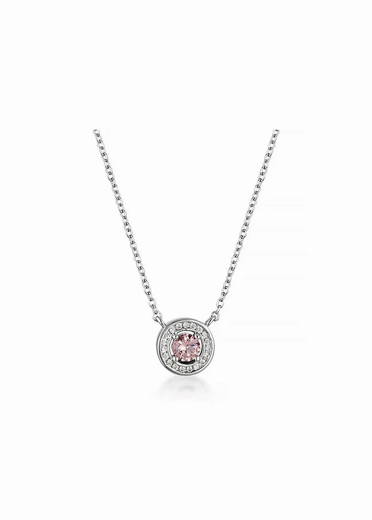 GEORGINI - MILESTONE MORGANITE HALO PENDANT SILVER NECKLACE