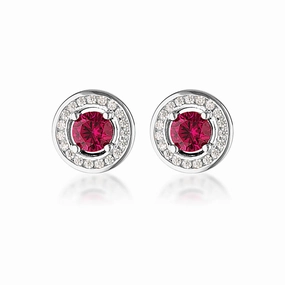 Georgini - Milestone Red Cubic Zirconia Halo Stud Earrings