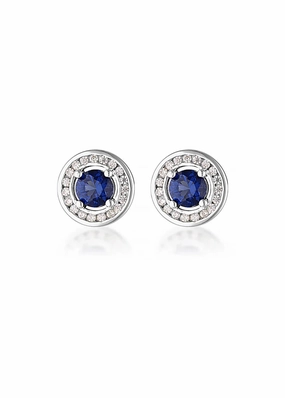 GEORGINI - MILETONE BLUE NANO HALO STUD EARRINGS SILVER