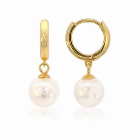 Georgini - Nine - 2 - Five Pearl Hoop Earrings Gold