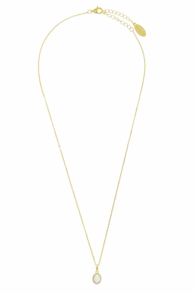 Georgini - Opal Glow Blackwattle White Created Opal Pendant Gold