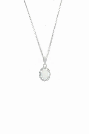 Georgini - Opal Glow Blackwattle White Created Opal Pendant Silver