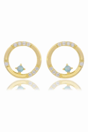 Georgini - Opal Glow Blue Created Opal Circle Earrings Gold