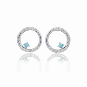 Georgini - Opal Glow Blue Created Opal Circle Earrings Silver