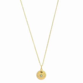 Georgini -  Opal Glow Blue Created Opal Evil Eye Medalion Gold