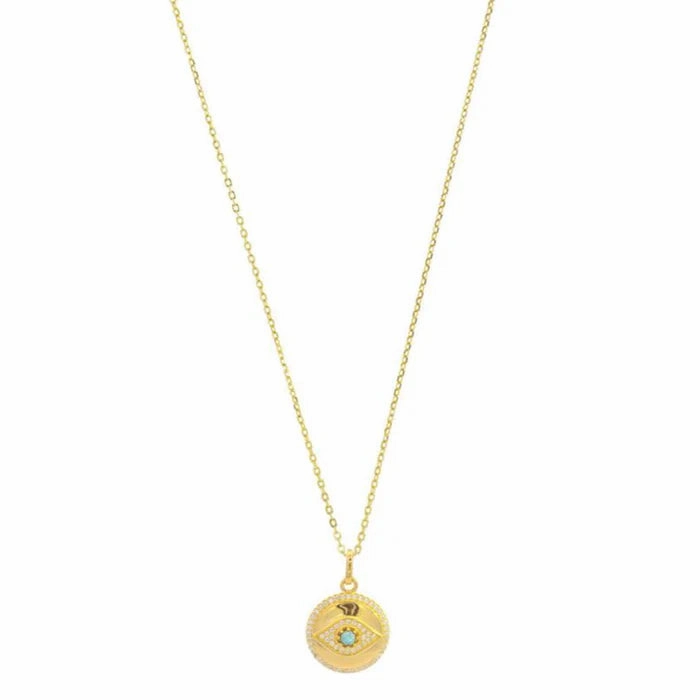 Georgini -  Opal Glow Blue Created Opal Evil Eye Medalion Gold