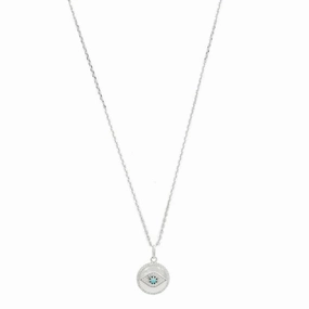 Georgini -  Opal Glow Blue Created Opal Evil Eye Medalion Silver