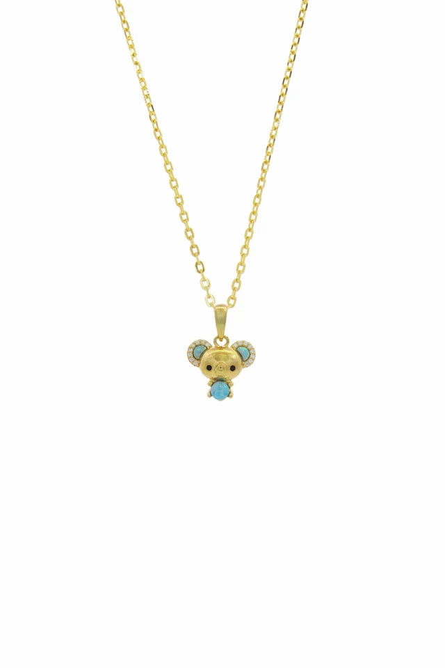Georgini - Opal Glow Blue Created Opal Koala Pendant Gold