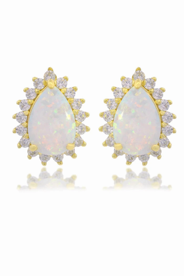 Georgini - Opal Glow Rozelle White Created Opal Earrings Gold