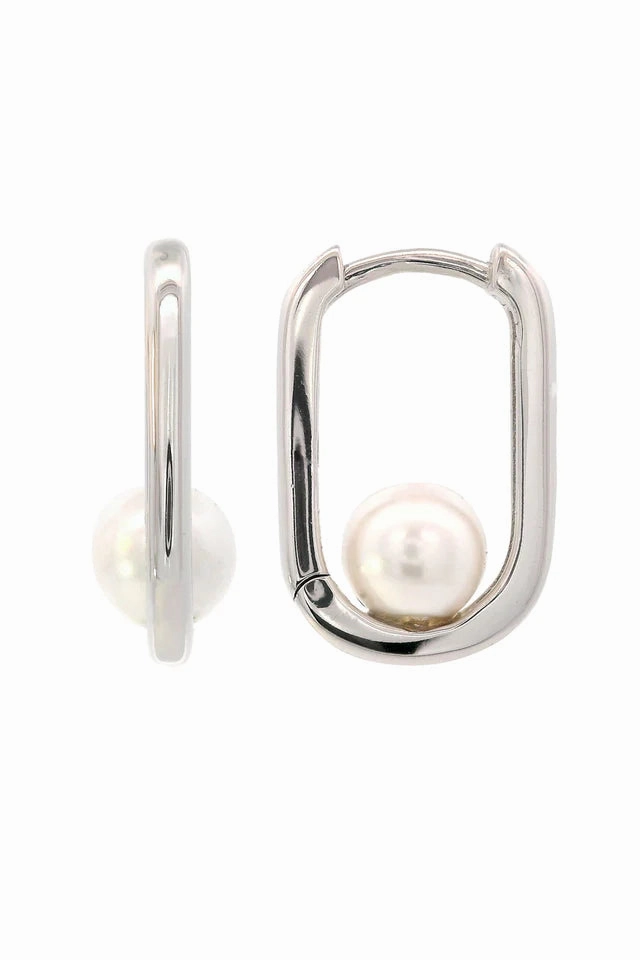 Georgini - Pearl Oval Hoops Silver