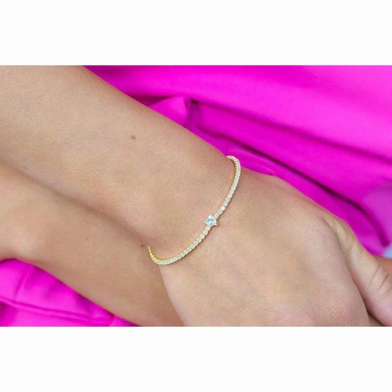 Georgini - Sweetheart Tennis Bracelet - Gold Plated 18cm