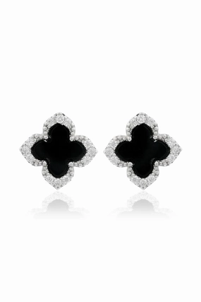 Georgini - Velvet Black Agate Fairwater Stud Earrings SIlver