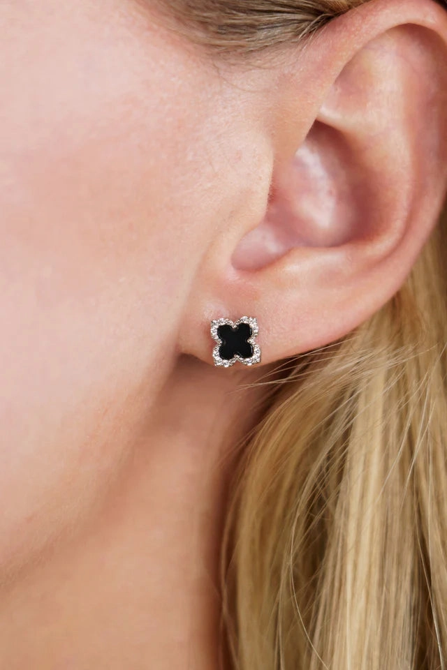 Georgini - Velvet Black Agate Fairwater Stud Earrings SIlver