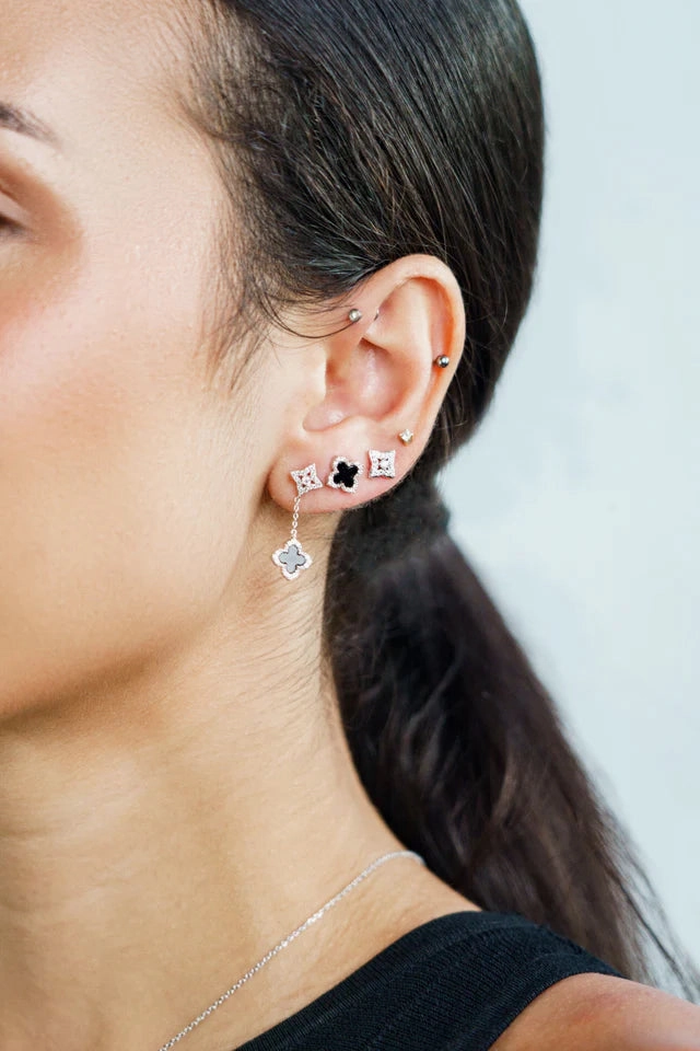 Georgini - Velvet Black Agate Fairwater Stud Earrings SIlver