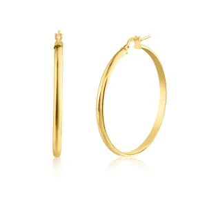 Gold Plated 925 Sterling Silver Silver Dome 3.5mm Hoop Earring - ARE00027GP