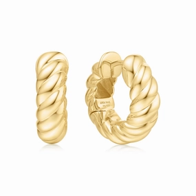 Gold Bold Texture Medium Huggie Hoop Earrings E063-07G