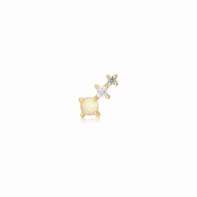 Gold Kyoto Opal Climber Barbell Single Earring E047-02G