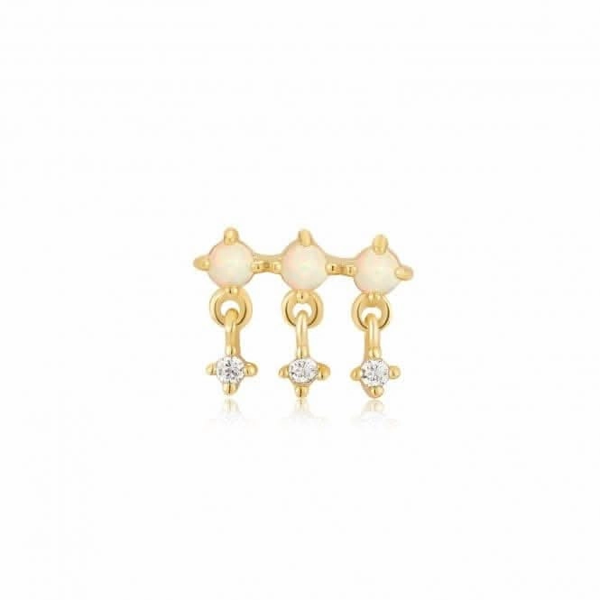 Gold Kyoto Opal Drop Sparkle Barbell Single Earring E047-04G