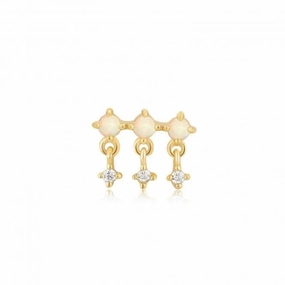 Gold Kyoto Opal Drop Sparkle Barbell Single Earring E047-04G