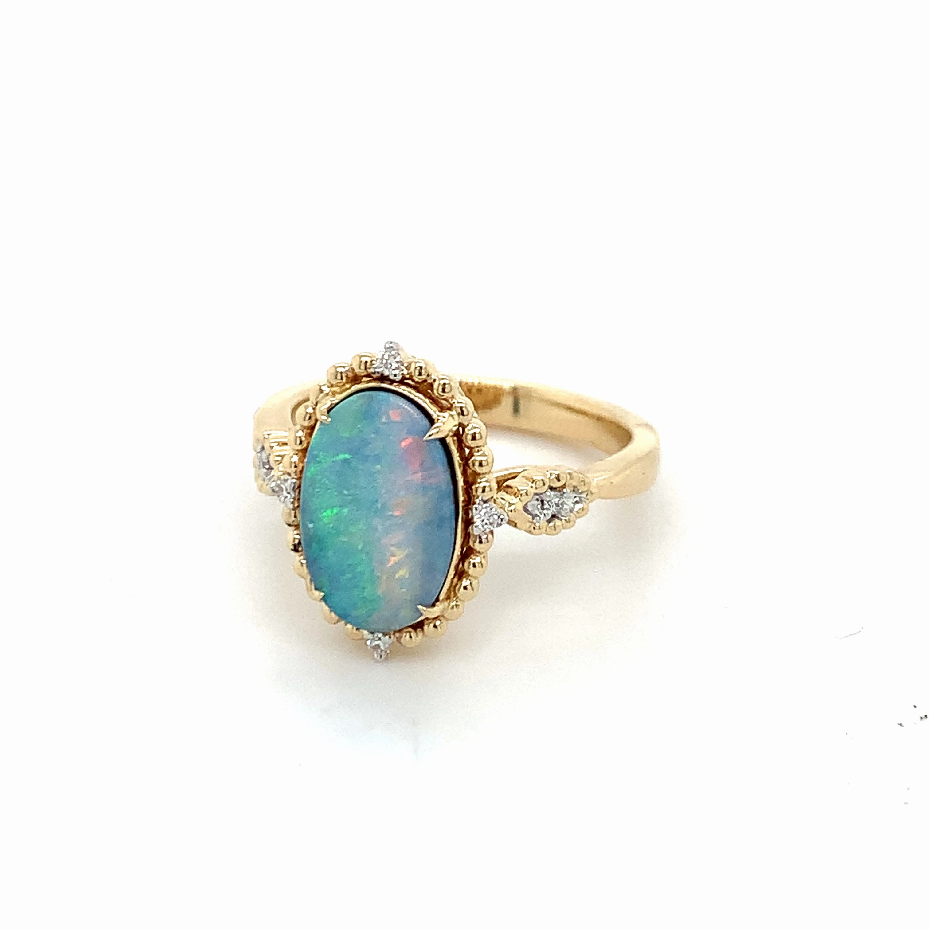 Gold Opal Diamond Ring