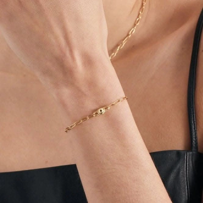 Gold Orb Link Chunky Chain Bracelet B045-02G