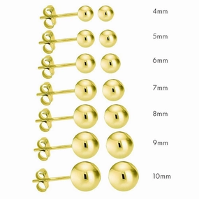 Gold Plated 925 Sterling Silver Bead Stud Earrings - BD-STUD-GP