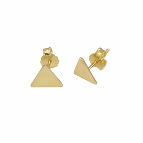 Gold Plated 925 Sterling Silver Flat Triangle Stud Earrings - SOE00009