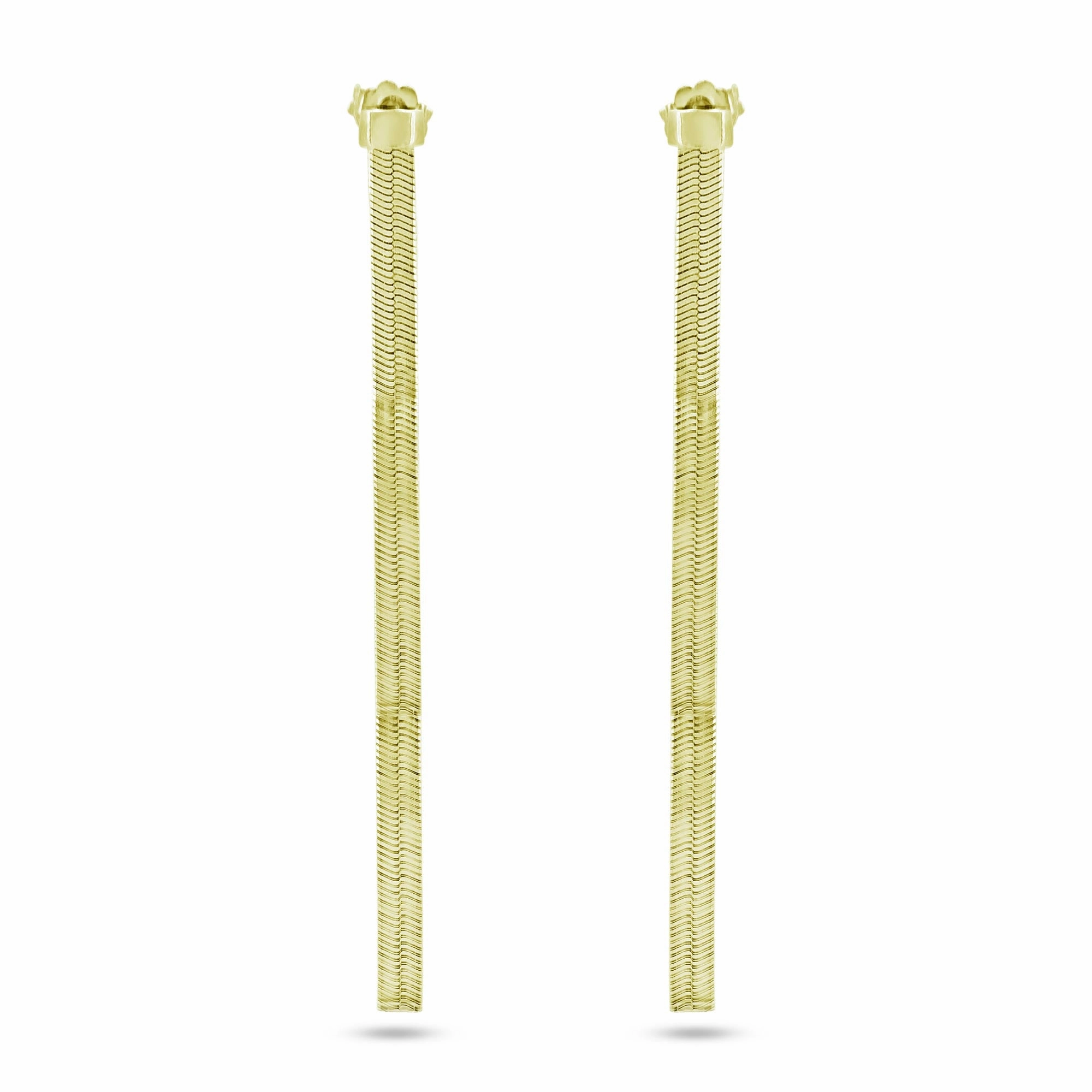 Gold Plated 925 Sterling Silver Herringbone Dangling Stud Earrings - ECE00065GP