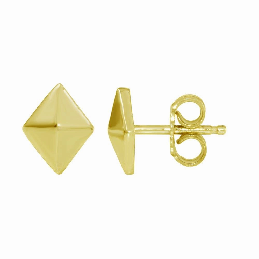 Gold Plated 925 Sterling Silver Rhombus Stud Earrings - SOE00017