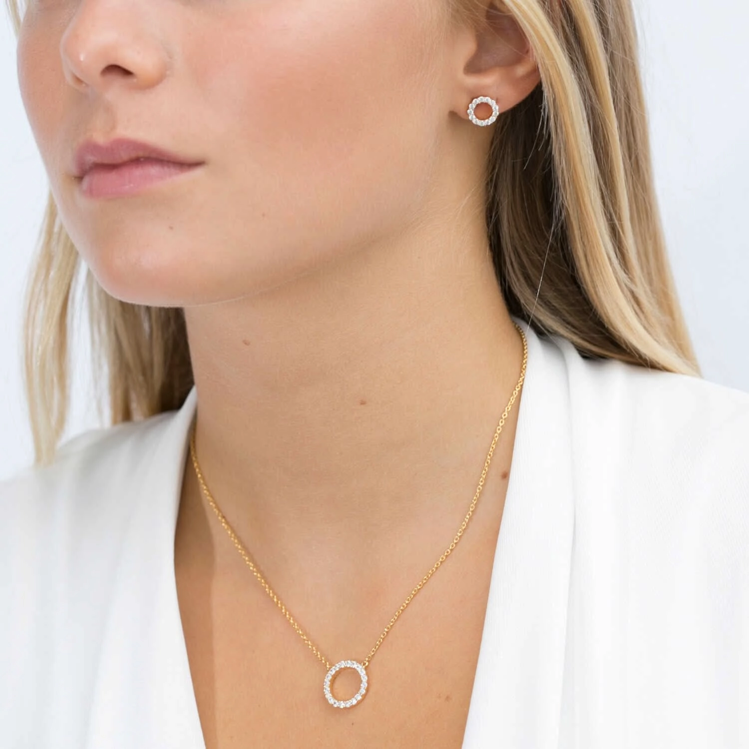 Gold Plated Biella Grande Necklace SJ-C338-CZ-YG