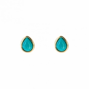 Gold Plated Birthstone December Turquioise Earrings E6213
