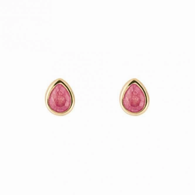 Gold Plated Birthstone July Pink Quartz Earrings E6208