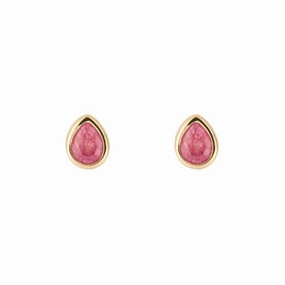 Gold Plated Birthstone July Pink Quartz Earrings E6208
