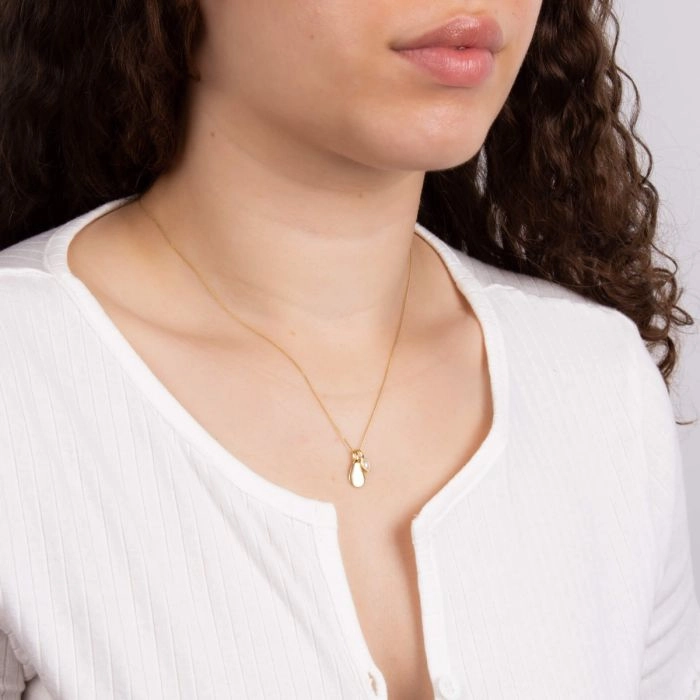 Gold Plated Birthstone June Cabochon Pearl Pendant P5184