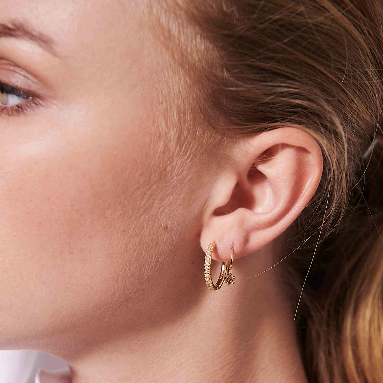 Gold Plated Ellera Grande Earrings SJ-E2869-CZ-YG