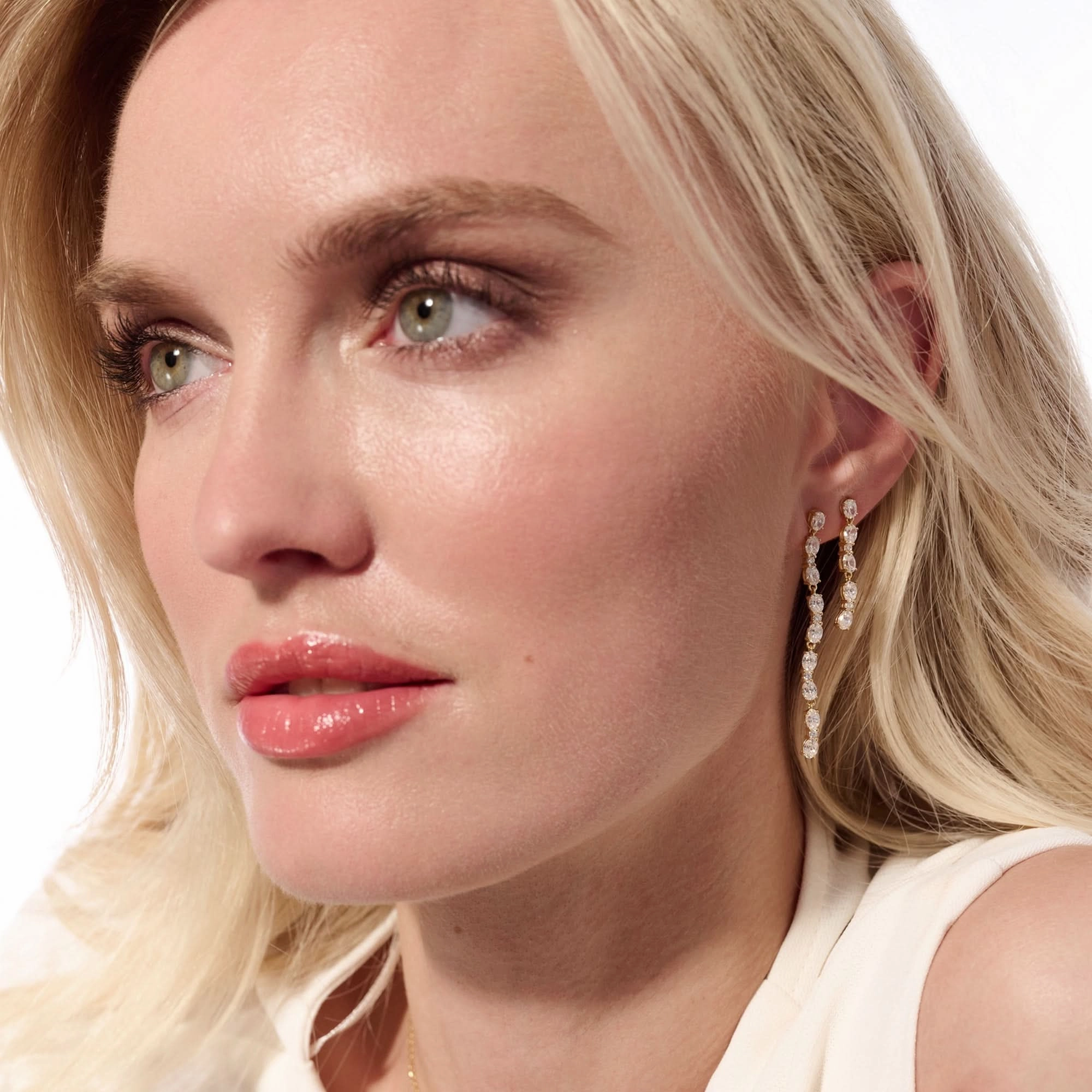 Gold Plated Ellera Ovale Tredici Earrings SJ-E2419-CZ-YG