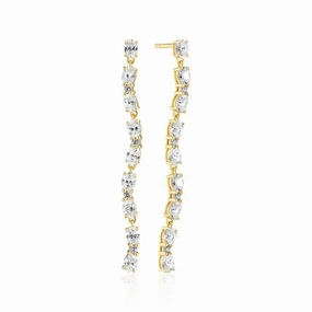 Gold Plated Ellera Ovale Tredici Earrings SJ-E2419-CZ-YG
